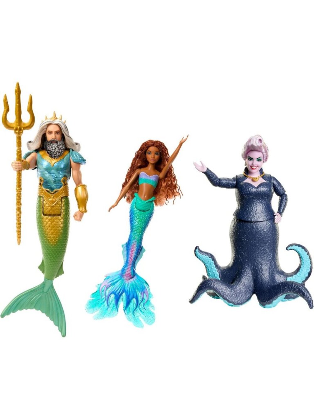 Collectible Set of 3 Fashion Dolls - Ariel, King Triton & Ursula in Signature